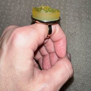 Piper Lime Gold and Yellow Crystal Ring size 6